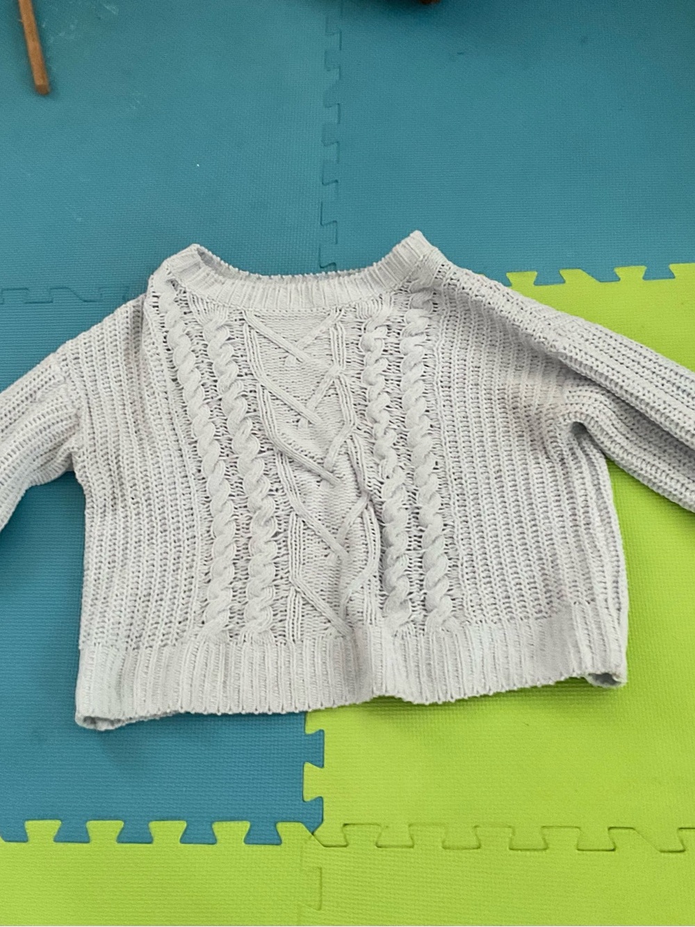 Light Gray Cable Knit Women's Sweater and yoga pants (two piece set)